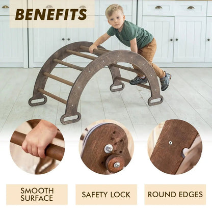 3in1 Montessori PlaySet for Toddlers: Arch + Slide + Cushion - Chocolate