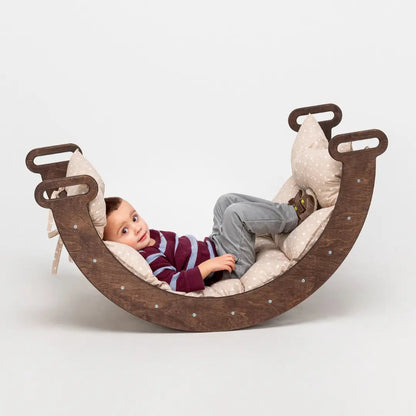 Climbing Arch Chocolate + Cushion - Montessori Climbers for Toddlers