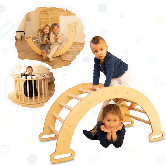 Climbing Arch & Rocker Balance - Montessori Climbers for Kids 1-7 Y.o. – Beige