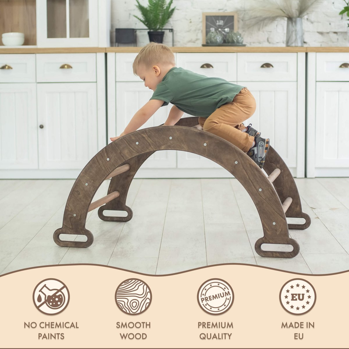 Climbing Arch & Rocker Balance - Montessori Climbers for Kids 1-7 Y.o. – Chocolate